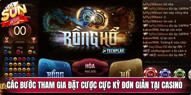 Các bước tham gia đặt cược cực kỳ đơn giản tại casino Sunwin