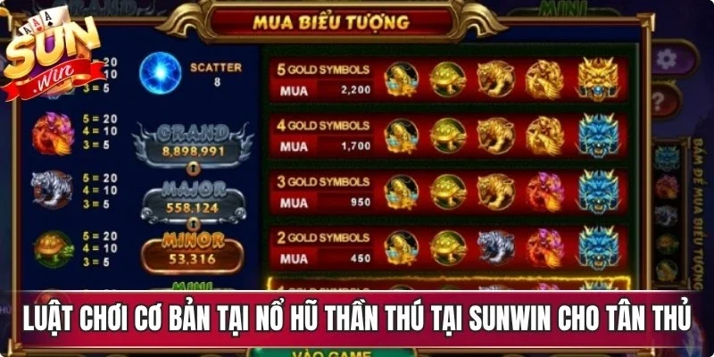Luật chơi cơ bản tại nổ hũ thần thú tại Sunwin cho tân thủ